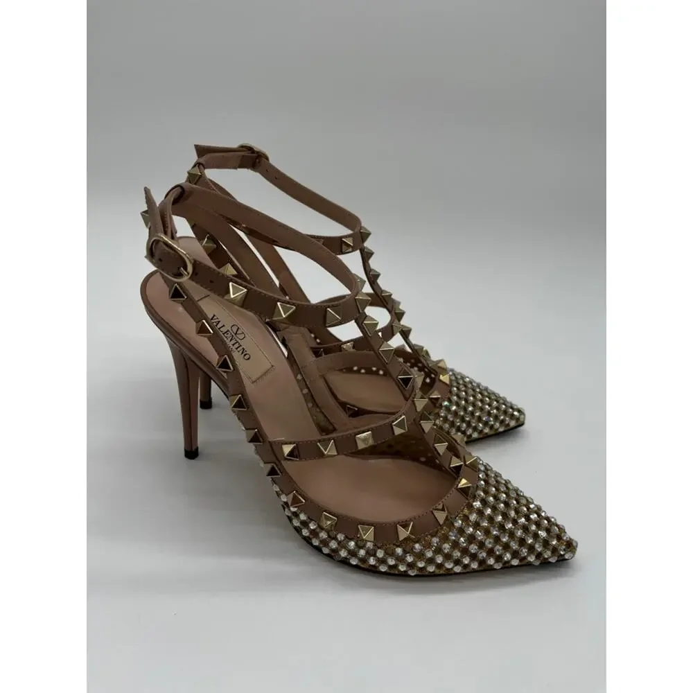 Valentino Garavani Pumps Rockstud Crystal Cage Nude - 40 (US 10)